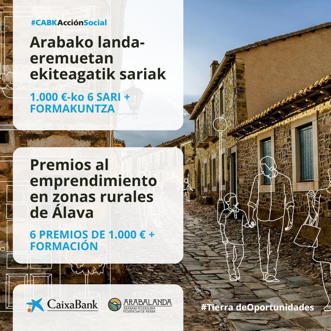 #Arabalanda y @CaixaBank lanzan “Tierra de Oportunidades” en Álava. ✅ Concurso emprendimiento: 6 premios de 1.000€ ✅ Formación + acompañamiento para emprendedores/as de Álava 👉izki.org/es/ #CABKAcciónSocial #CaixaBankAccionSocial #CaixaBank #TierradeOportunidades