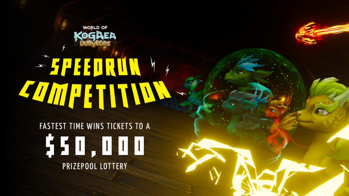 KryptomonTeam's tweet photo. It's time to find out who's the fastest dungeon runner team in Kogaea!

Build your team and race against time in the Speedrun Competition to win tickets to a $50,000 prize pool lottery! 💰

(1/2) https://t.co/O9eUYfnlY1