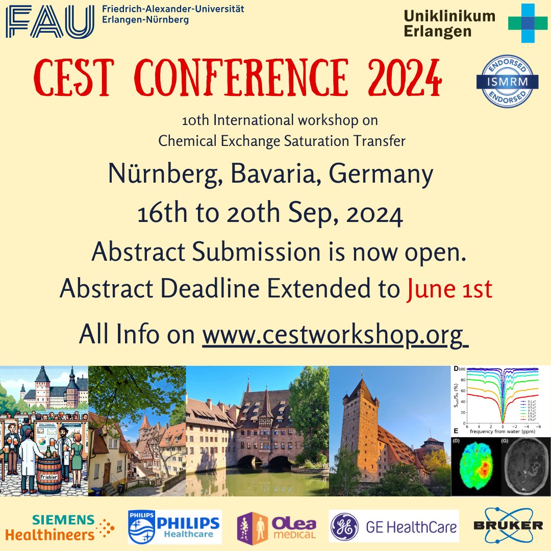 CEST conference '24 deadline extended to June 1st.
#FAU #CEST #MRI