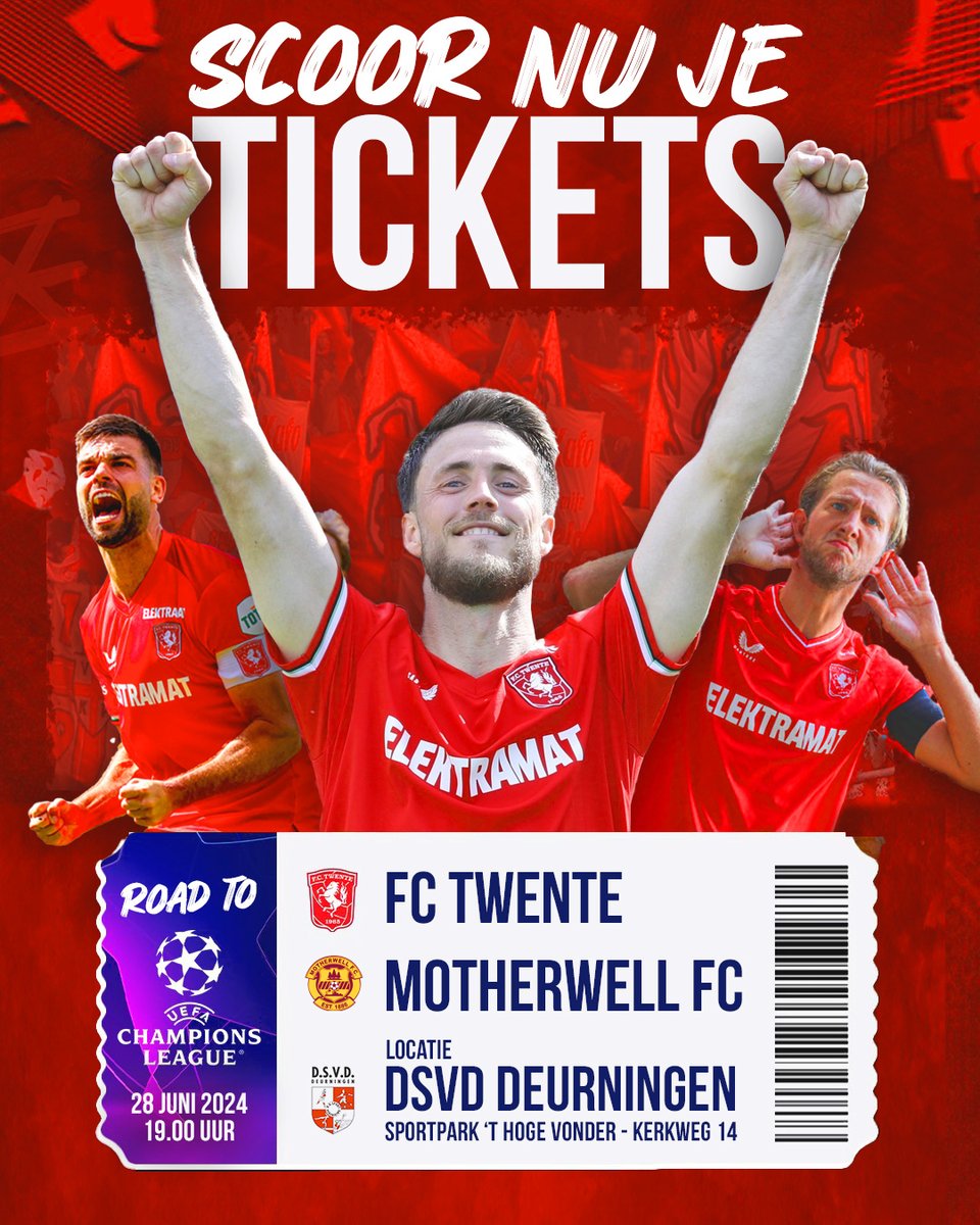 dsvd1935's tweet photo. ⚽️ 𝐒𝐂𝐎𝐎𝐑 𝐍𝐔 𝐉𝐄 𝐓𝐈𝐂𝐊𝐄𝐓𝐒!🎟️
🟥 @FCTwente - @MotherwellFC
 📅 Vrijdag 28  juni - 19:00 uur
🏟️ 𝖲𝗉𝗈𝗋𝗍𝗉𝖺𝗋𝗄 𝖣.𝖲.𝖵.𝖣. 𝖣𝖾𝗎𝗋𝗇𝗂𝗇𝗀𝖾𝗇
🎫 𝚃𝚒𝚌𝚔𝚎𝚝𝚜 𝚟𝚎𝚛𝚔𝚛𝚒𝚓𝚐𝚋𝚊𝚊𝚛 𝚟𝚒𝚊: https://t.co/fx2WbzGm8F

#fctwente #motherwell #dsvd #deurningen https://t.co/QooDBdp3Eu