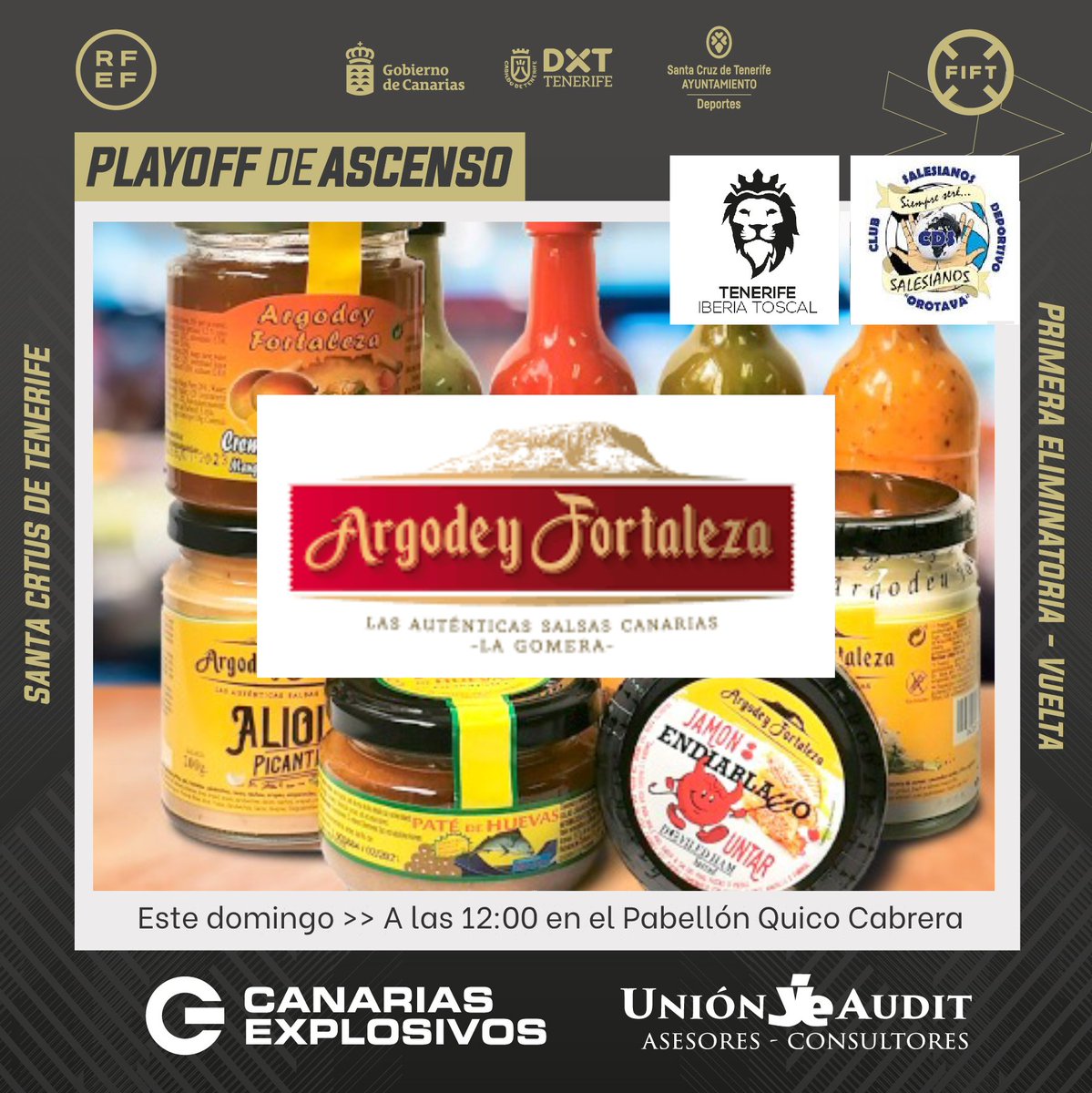 IberiaToscal's tweet photo. SORTEO >> Con la compra de tu entrada este domingo participarás en el sorteo de:

ARGODEY FORTALEZA

 - Lote de productos canarios (Está todo riquísimo, damos fé @MojoArgodey)

🏆 Playoff de ascenso
📆 Domingo 26
⌚ 12:00
📍Quico Cabrera

#JugamosCon6🦁 https://t.co/kMG3gDEd6W