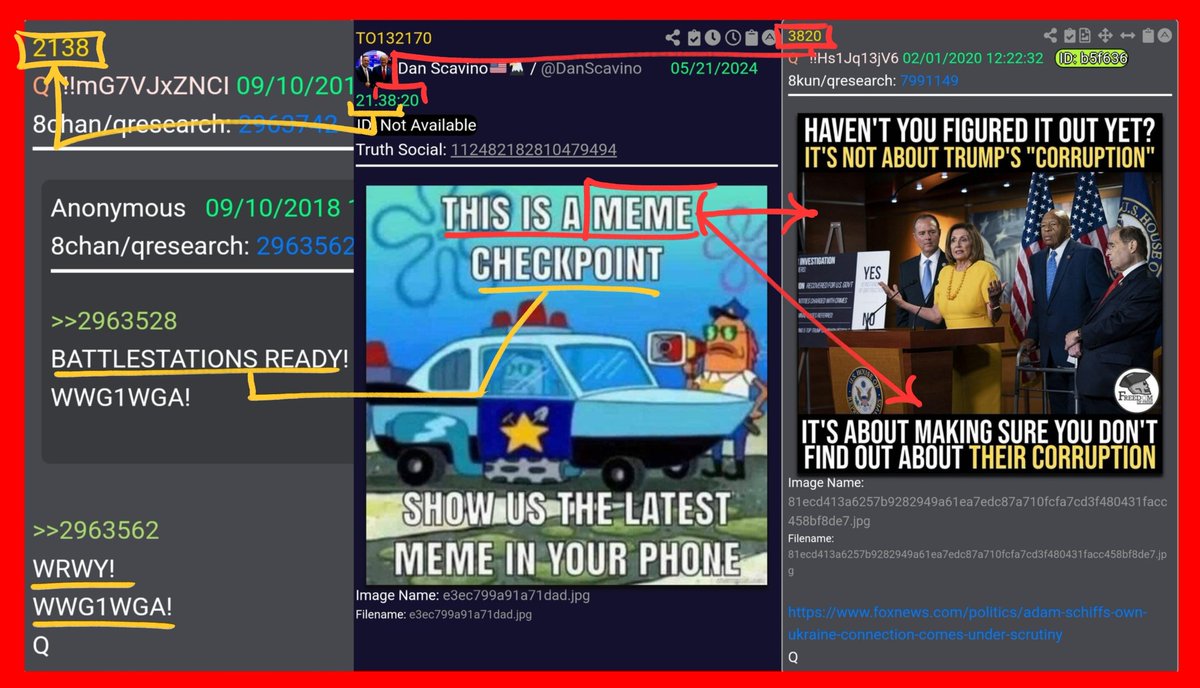 17Grasshopper's tweet photo. ‼️‼️‼️READY THE MEMES‼️‼️‼️
AT YOUR BATTLESTATIONS ANONS!
Scavino Dropping:
‼️THIS IS A👉MEME👈CHECK POINT‼️
At 21:38:20 EST

##3820 (Min/Sec)
‼️👉MEME👈‼️
HAVEN'T YOU FIGURED IT OUT YET?
IT'S NOT ABOUT TRUMP'S "CORRUPTION"

IT'S ABOUT MAKING SHURE YOU DON'T FIND OUT ABOUT THEIR CORRUPTION!

##2138 (Hrs/Min)
‼️BATTLESTATIONS READY‼️
‼️WRWY‼️
🦅🇺🇸WWG1WGA🇺🇸🦅

🍿JOIN US LIVE ON RUMBLE AT 5:30PM EST MAY 23RD FOR THE TRUMP/BRONX RALLY/GRASSHOPPER LIVE DECODE SHOW😎👇
https://t.co/yr4F6vfYRd