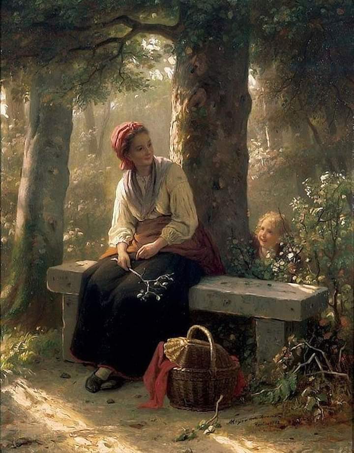 Hide-and-seek By : Johann Georg Mayer von Bremen (1813-1886) German painter.