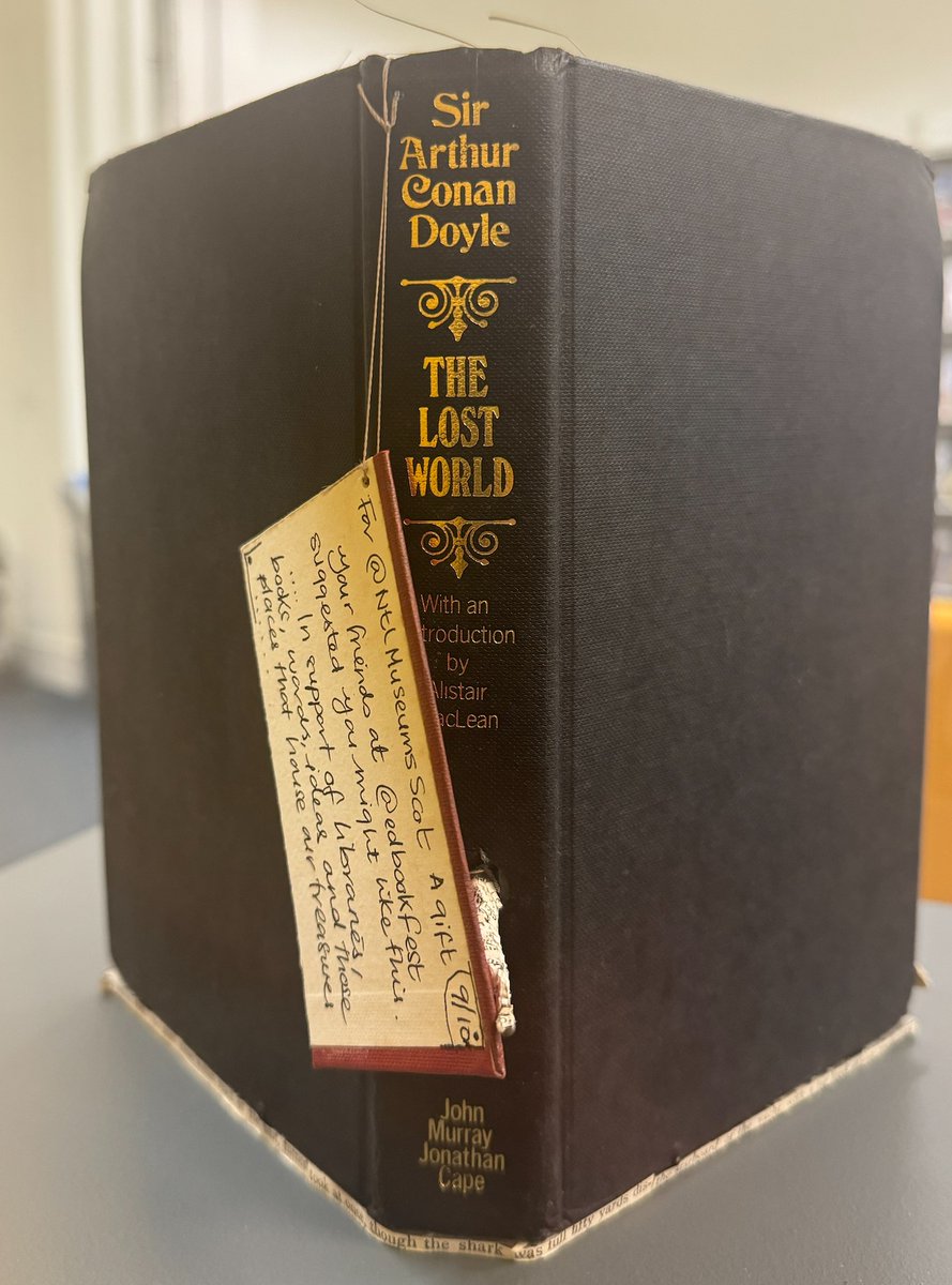 It was #OnThisDay in 1859 that Sir Arthur Conan Doyle was born. His well known story, The Lost World, is the basis of our resident book sculpture Dinosaur. You can visit the terrifying prehistoric creature (and the librarians) in our library Tuesday to Friday 10am until 4pm🦖