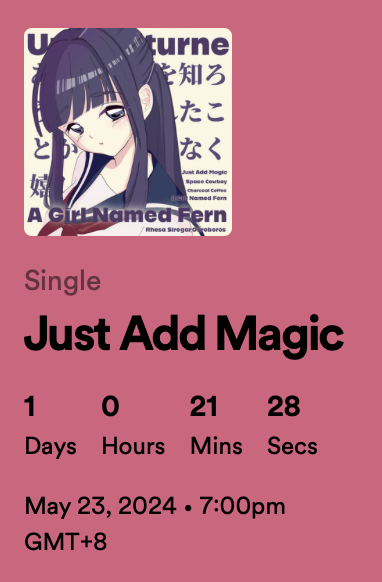 coming soon, my collaboration with @ourobor29905765 featuring @komiyahairu's voice acting skill. 'just add magic' is a lead single from our upcoming EP called 'just add magic'. pre-save: lnk.dmsmusic.co/rhesasiregar_j…