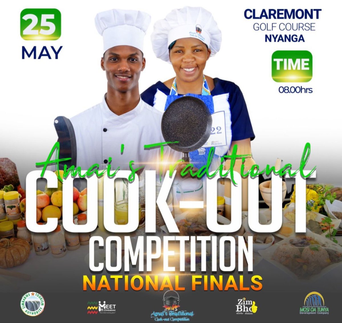 Let's meet in Nyanga at Claremont Golf Course on 25 May for the Amai's traditional cook out National Finals as part of our efforts to promote Gastronomy tourism Finalists from all 10 provinces will be battling it out for the top spot #Zimbho #gastronomy