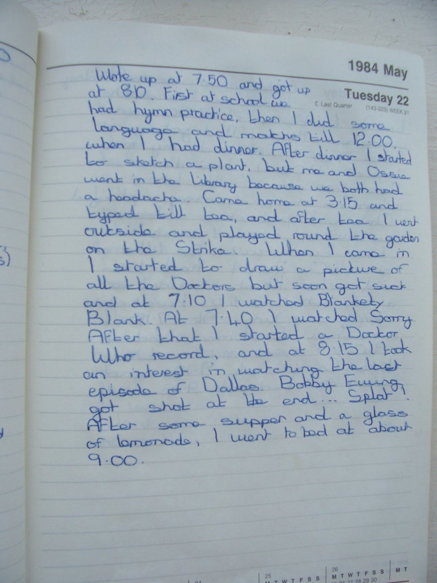 Forty years ago today. 'We both had a headache' was me shamelessly laying the groundwork for a day off school. The 'Doctor Who record' was a list of episodes rather than a killer 7' single. And Bobby Ewing shot! Too much excitement. I can feel that headache coming back. #splat