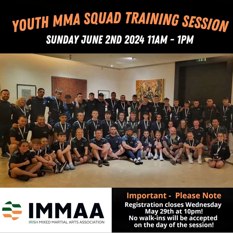 🥋🌟 Calling all young MMA enthusiasts! Don't miss out on our upcoming Youth MMA Squad Training Session on June 2nd! 🗓️

Register now through the link below and take your skills to the next level! ⬇️

mmaireland.ie/2024/05/22/jun…

 #YouthMMASquad #TrainWithTheBest #FutureChampions