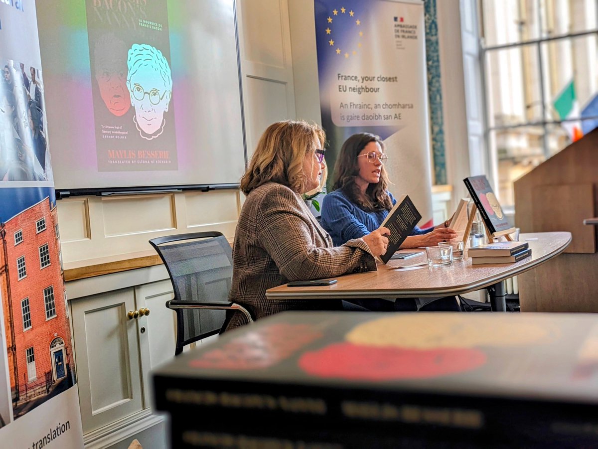 A pleasure to launch Francis Bacon's Nanny with thanks to @TCLCTdublin and @FranceinIreland – congratulations to author @MBesserie and translator @Parisianista75 🥂📖 Told from the POV of Jessie Lightfoot, Besserie sheds light on the life of one of the 20th c.’s greatest artists