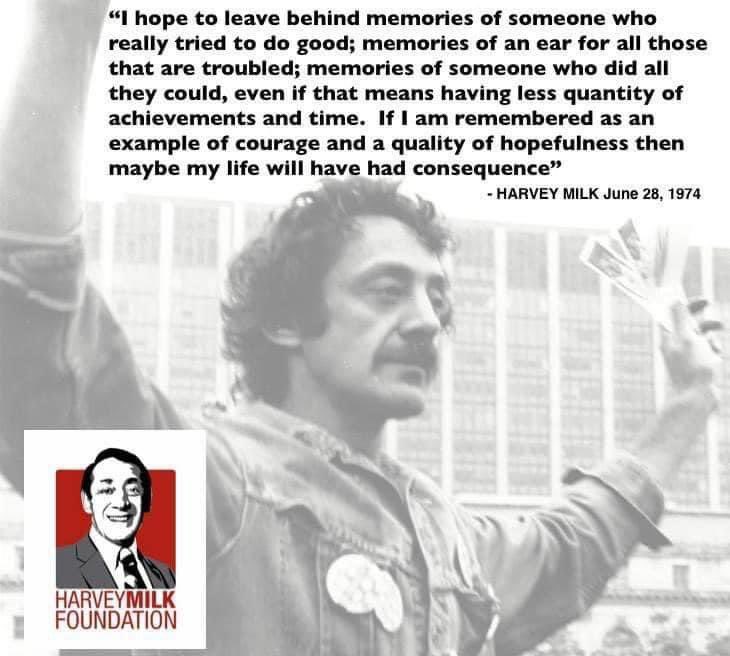 Uncle Harvey, who would have been 94 today, wrote these words 50 years ago on how he hoped to be remembered. He exceeded his hopes, not just for his memory, but for all us to live authentic and open lives all across the globe. Thank you Uncle Harvey! Happy Birthday #harveymilkday