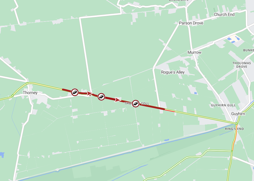 ⛔️ #A47 Thorney CLOSED The A47 is CLOSED in both directions between #B1040 and #ThorneyToll due to a road traffic collision. The closure is likely to remain in place for quite some time. Traffic is building in the area, therefore please avoid the area if possible. #Guyhirn #Eye