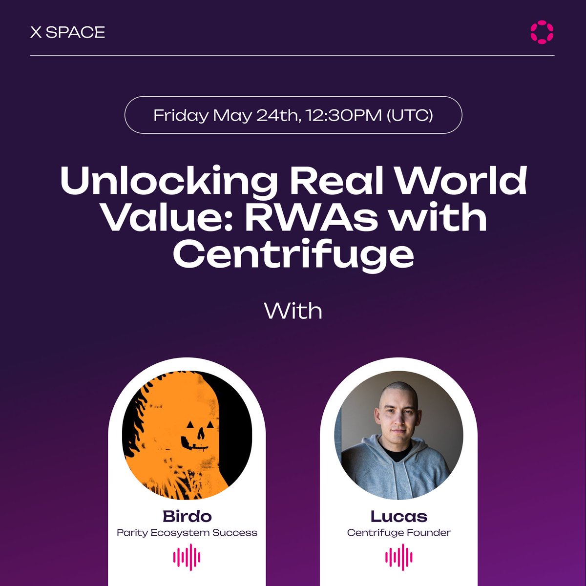 💭 RWAs (Real World Assets) refers to tokenized physical or digital assets such as real estate, commodities and Treasury bills.

🎙️ Join Friday's 𝕏 Space w/ @itsbirdo_ and @lucasvo, co-founder & CEO of @centrifuge, to learn how RWAs enable greater efficiency in markets.