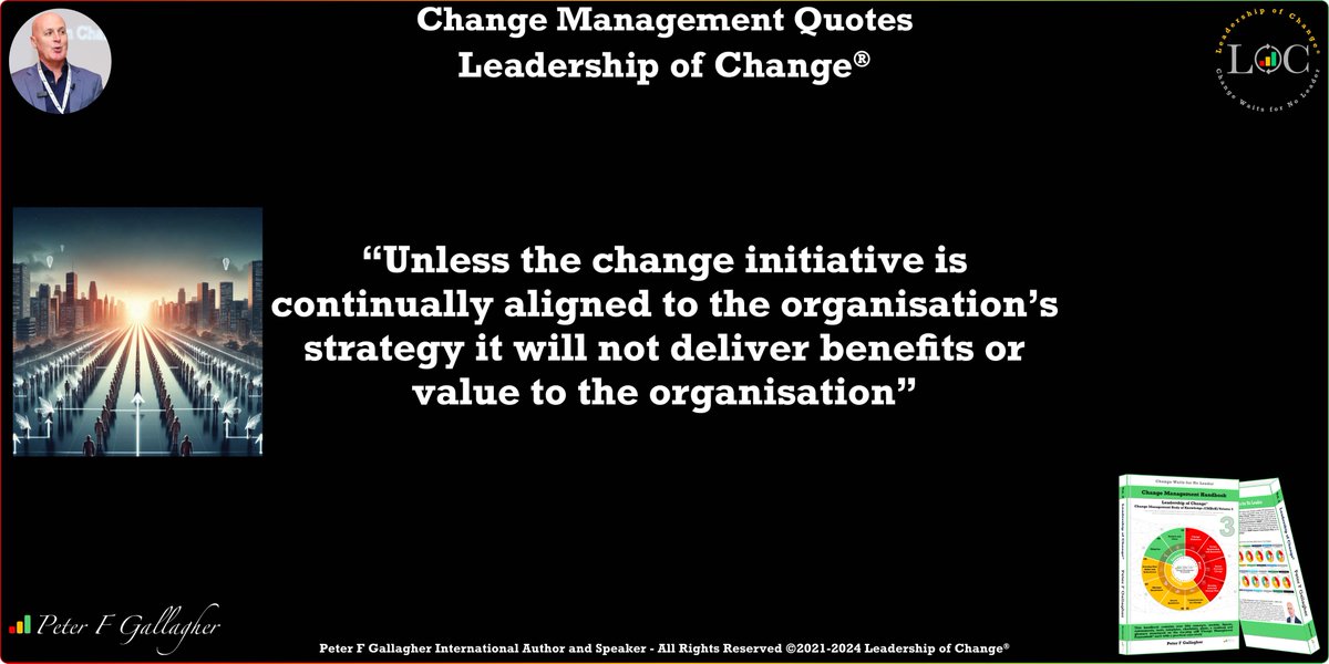 Change Management Quote of the Day #LeadershipOfChange Unless the change initiative is continually aligned to the organisation’s strategy it will not deliver benefits or value to the organisation #ChangeManagement bit.ly/3q675zE
