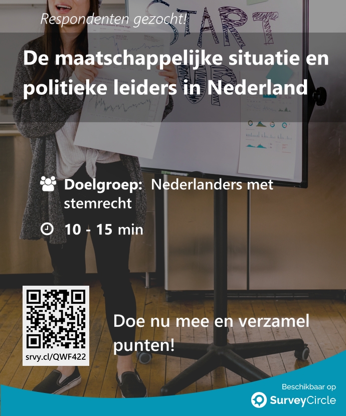 Respondenten gezocht voor een top-onderzoek: 'De maatschappelijke situatie en politieke leiders in Nederland' surveycircle.com/QWF422/ via @SurveyCircle #VUamsterdam #politieke #voorkeur #politici #leiderschap #media #VrijeUniversiteitAmsterdam