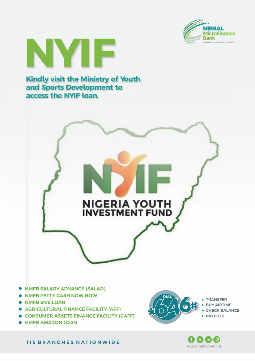 NIRSAL MICROFINANCE BANK IS CURRENTLY NOT DISBURSING NYIF LOANS AT THE MOMENT! BEWARE OF SCAMMERS! #NYIF #nmfbcares #easilyaccessible