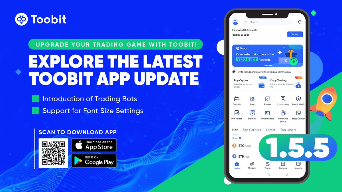 Toobit_official's tweet image. 📲 Toobit 1.5.5 is live! Get the newest version today and enjoy enhanced performance and fresh features. Available now! 

Download 👇 toobit.com/download

#ToobitApp #Toobit #ToobitExchange #Bitcoin