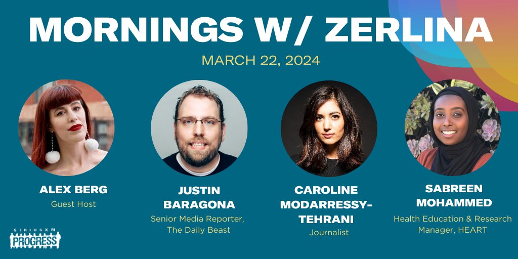 Hello Wednesday! Joining <a href="/itsalexberg/">Alex Berg</a> on the show this morning: <a href="/thedailybeast/">The Daily Beast</a> Senior Media Reporter <a href="/justinbaragona/">Justin Baragona</a>, Journalist <a href="/CaroMT/">Caroline Modarressy-Tehrani</a> + <a href="/hearttogrow/">HEART</a> Health Education &amp; Research Manager Sabreen Mohammed!

📻<a href="/SiriusXMProg/">SiriusXMProg.bsky.social</a> Ch. 127
siriusxm.us/Zerlina