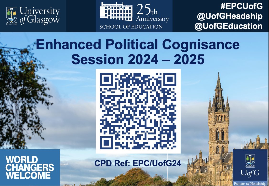 UofGHeadship's tweet photo. Three places have become available for #EPC24 @UofGEducation, for @GCCLeadLearn participants. We actively encourage enrolment from BAME colleagues to improve diversity of knowledge, experience and ideas in this leadership space. 

https://t.co/8Nc4QBR29D https://t.co/dS5Gt3AtNO