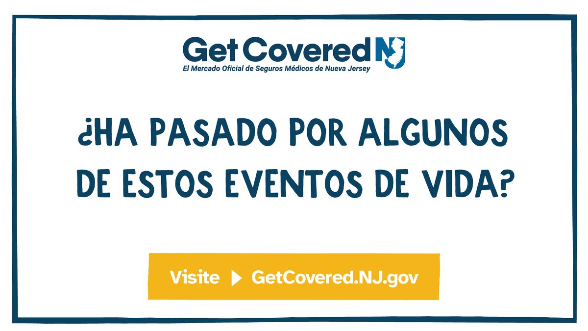 ¿Se casó? ¿Tuvo un bebé? ¿Se mudó? Estos son algunos de los cambios de vida que le podrían hacer elegible para inscribirse en cobertura médica por medio de @GetCoveredNJ. Para aprender más e inscribirse, visite GetCovered.NJ.gov #GetCoveredNJ #Seguromédico