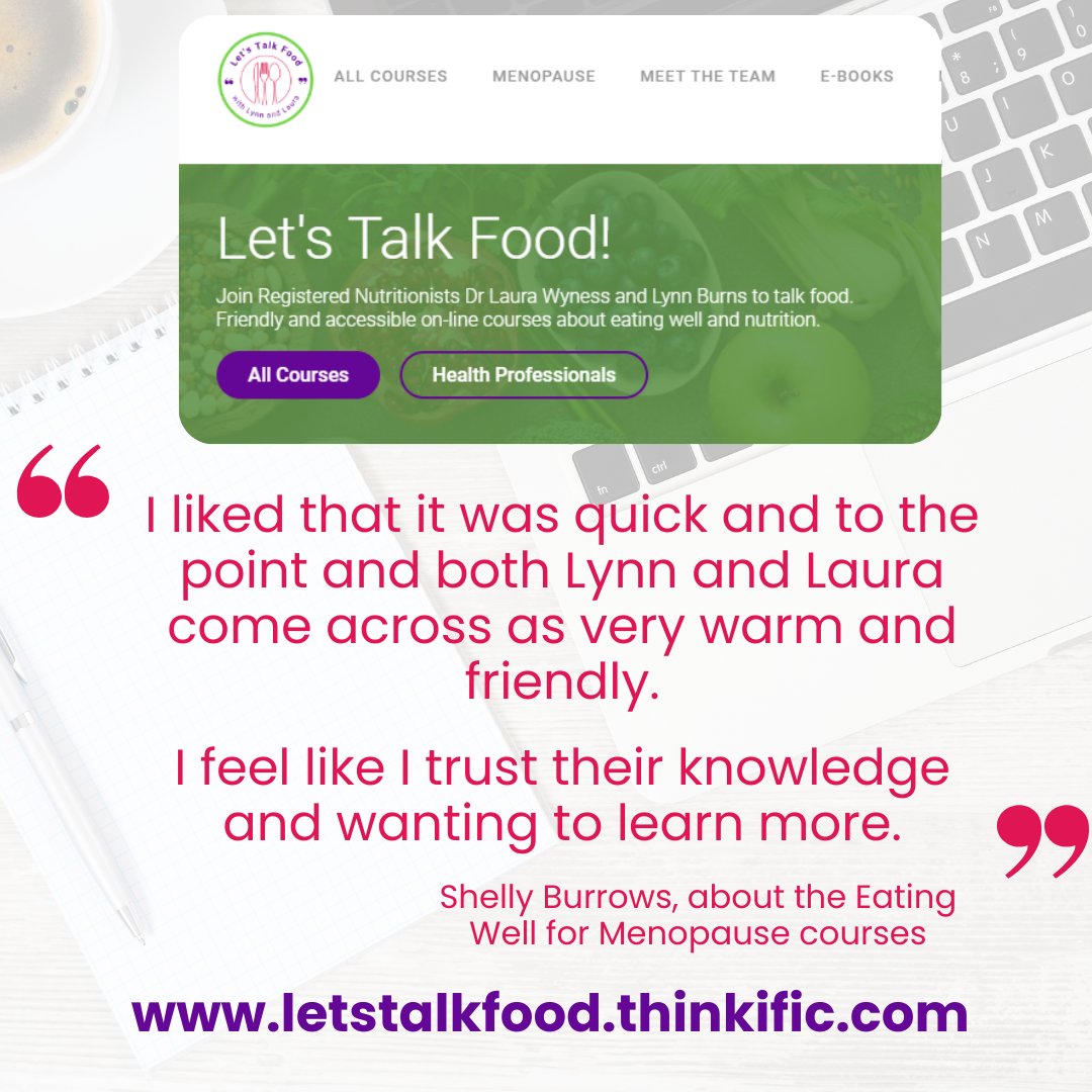 Want to learn more about eating well for menopause? ✅ courses created by two AfN Registered Nutritionists ✅ get informed with a variety of resources - videos, text, recipes... 👇🏻 letstalkfood.thinkific.com #menopausenutritionist #perimenopause