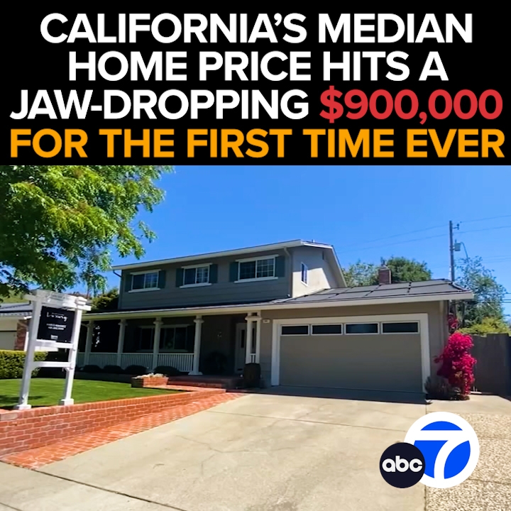 If you have any doubt California is one of the most expensive places to buy a home in America, this will remove that doubt. The state's new median home price is $900,000. That's a $100,000 jump in just two years.  The eye-popping new numbers - This morning at 6 from ABC7.
