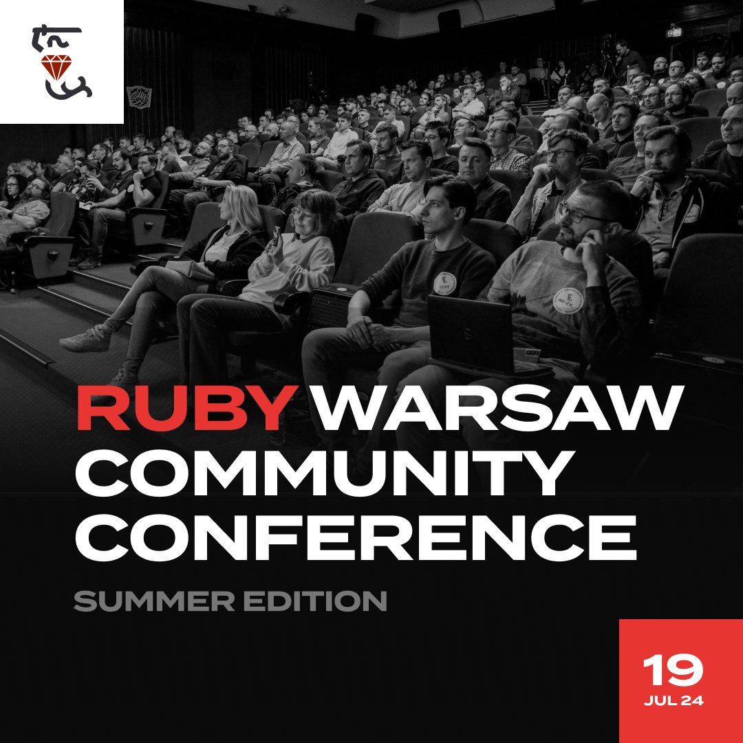 The ticket sales for the Ruby Warsaw Community Conference have started. 🎉🎉🎉
Follow the conference website and stay up to date with all the news!  
rubycommunityconference.com
#rubyonrails #techtalk #engineering