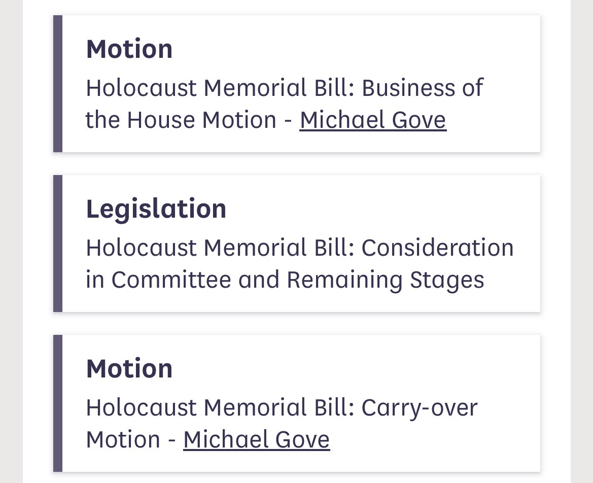 This afternoon in Parliament MPs will discuss the report of the Holocaust Memorial Select Committee. Several supporters of the campaign to save Victoria Tower Gardens will propose amendments to the Bill.