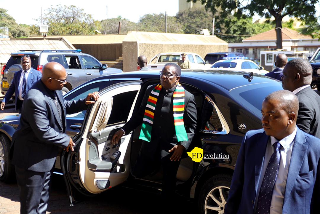 President ED Mnangagwa is arrives at the Party HQ