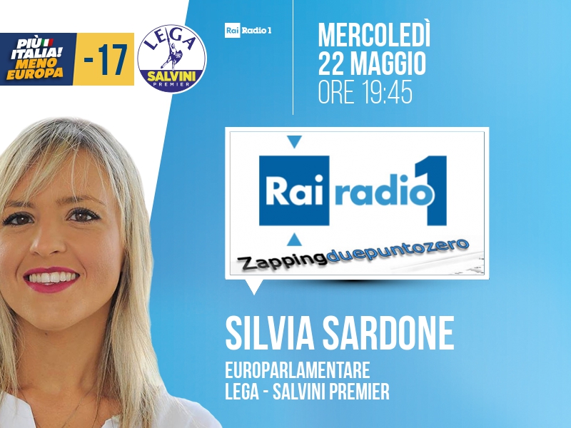 Silvia SARDONE, Europarlamentare - Lega - Salvini Premier &gt; MERCOLEDÌ 22 MAGGIO ore 19:45 a "Zapping" (Rai Radio 1)

Streaming: raiplaysound.it/radio1 | Tw: <a href="/ZappingRadio1/">Zapping</a> #zapping