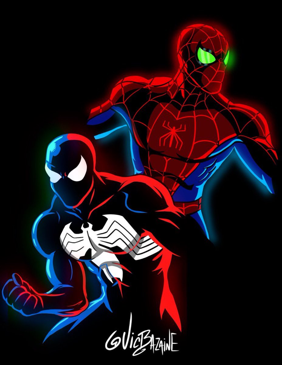 Spider-Man and Venom Artwork by @vicbwolf