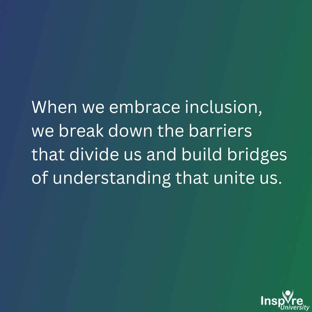 When we embrace inclusion, we break down barriers that divide us and build bridges of understanding that unite us. #InspireU #DisabilityInclusion #DisabilityAction #InspirationalSpeaker #MotivationalSpeaker
