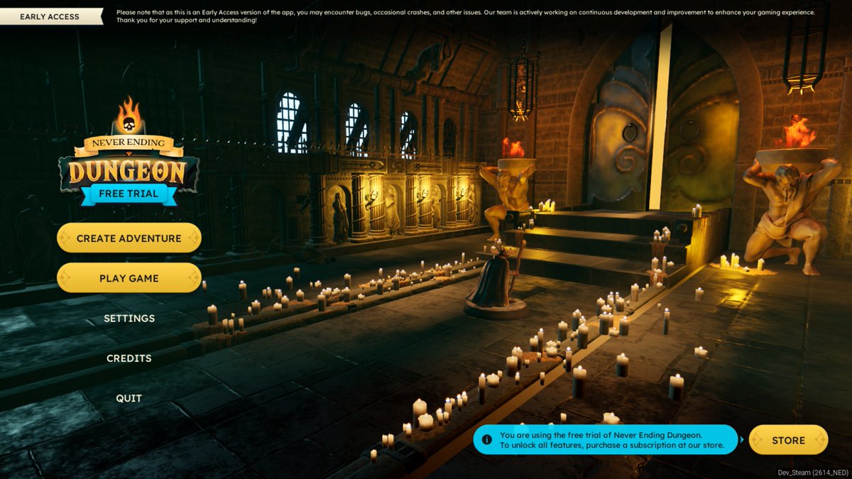 We are preparing a Trial version for those who want to test our tool before buying it. 

It's a great chance to try out NED and see how it works!

#earlyaccess #comingsoon #freetrial #steamgame #rpg #dnd #vtt