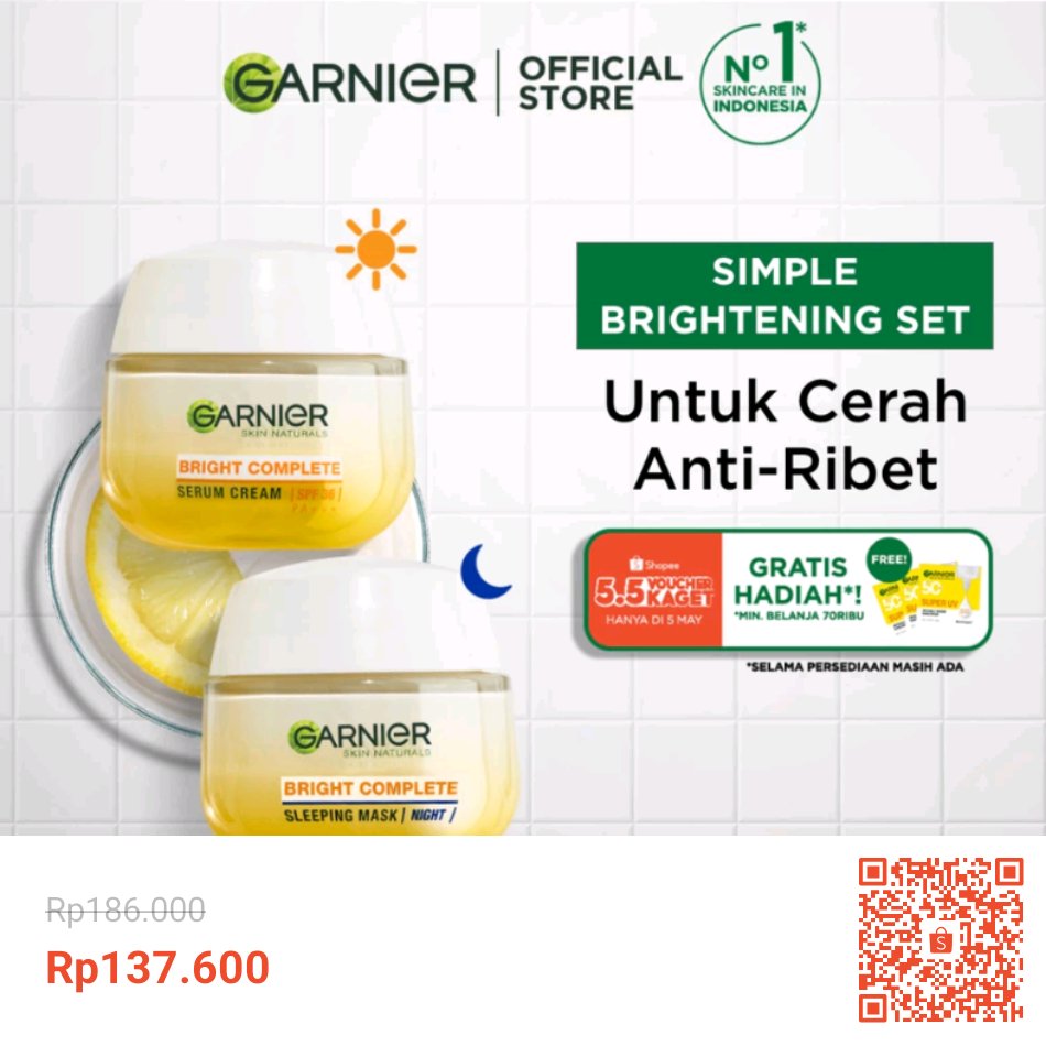 Edriansyah__'s tweet photo. Temukan dan dapatkan Paket Skincare Garnier Bright Complete Vitamin C Simple Set - Krim Pagi &amp; Krim Malam Mencerahkan (Day Cream 50 ml + Night Cream 50 ml) hanya Rp137.600 di Shopee sekarang juga! https://t.co/GXUR7NAnXz #ShopeeID https://t.co/kPSwoHyDNE