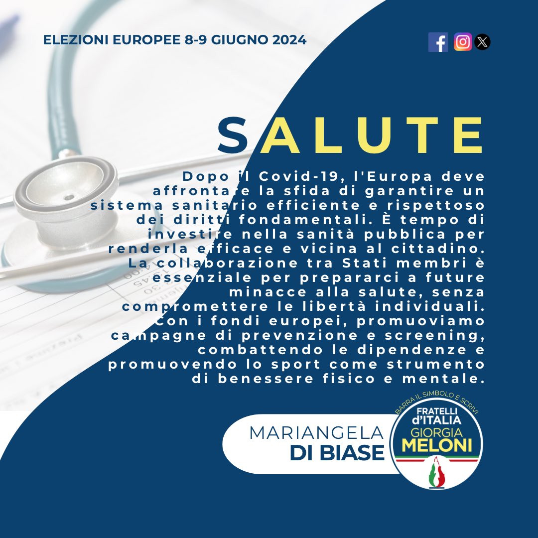 🏥Per un’Europa più sana e unita: investiamo nella sanità pubblica per garantire diritti e benessere a tutti i cittadini. 🩺#ElezioniEuropee #SanitàPubblica #DirittiFondamentali #giorgiameloni #fratelliditalia