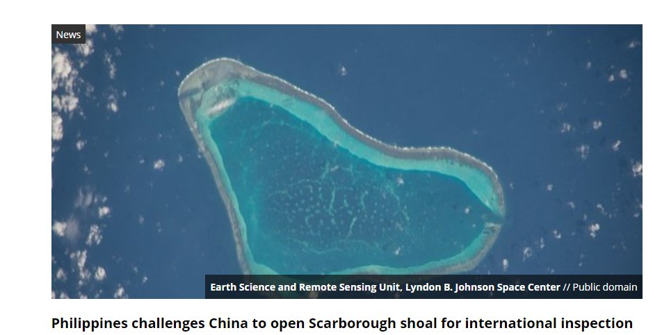 Now this is where strength of truth lies! Hails to open challenge, to #China by #Phillipines to let world decide, how big of a lier #Chinazi is! Despite #PCA verdict of 2016, #China forcefully controls #ScarboroughShoal. #StopChina @AndrewSErickson
@Midshipnews 1/2