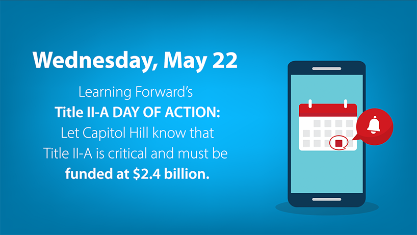 It's Title II-A Day of ACTION! Urge Congress to fund Title II-A at $2.4 billion for FY25. Take 30 seconds to make a difference. Send your message now. #TitleIIA #EdPolicy @LearningForward ow.ly/P6gw50RPC47