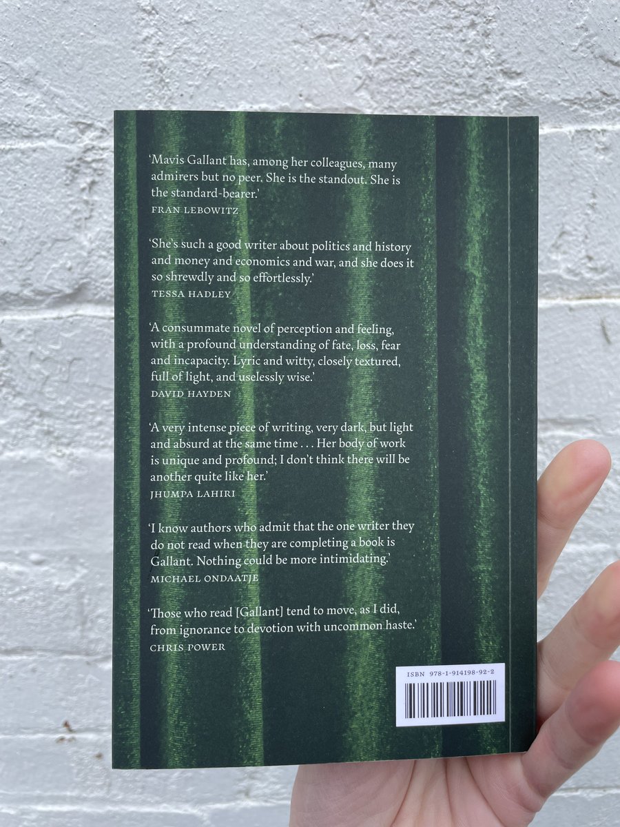 Finished copies of Mavis Gallant's novella GREEN WATER, GREEN SKY with an intro by @blgtylr are in and yes, I'm in love (gorgeous cover by Jonny Pelham), but I was already. A beauty, inside and out, pre-order it here: dauntbookspublishing.co.uk/book/green-wat…