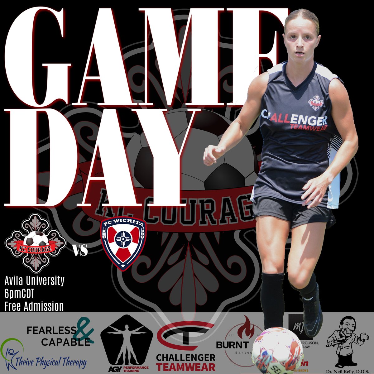 KCCourageSoccer's tweet photo. It’s GAME DAY!! 
 
⚽️KC Courage vs FC Wichita 
⏰6:00pm
🏟Avila University 
🎟️Free Admission 
📺 https://t.co/LjH1kXN8kO https://t.co/BJzZelLgBh
