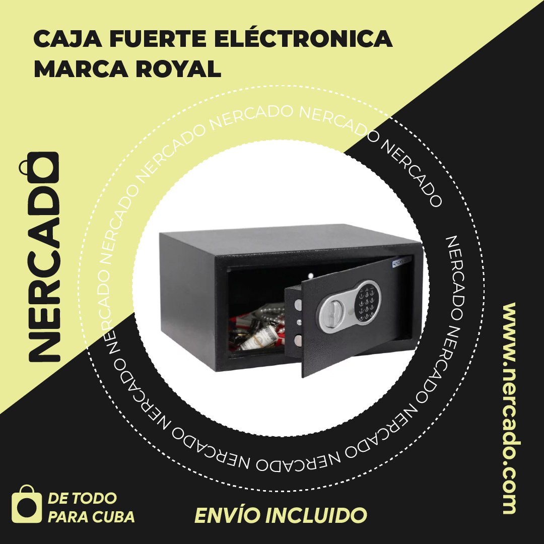 NercadoCuba's tweet photo. ¿Quieres paz mental para ti y tus seres queridos en Cuba? 🌍

 La Caja Fuerte Electrónica Royal es tu solución.

Con Nercado, enviar seguridad y tranquilidad es más fácil que nunca. 

¡Protege esos tesoros que cuentan tu historia! 

#RoyalEnCuba #ProtecciónACadaMomento https://t.co/HVUxvYPNfA
