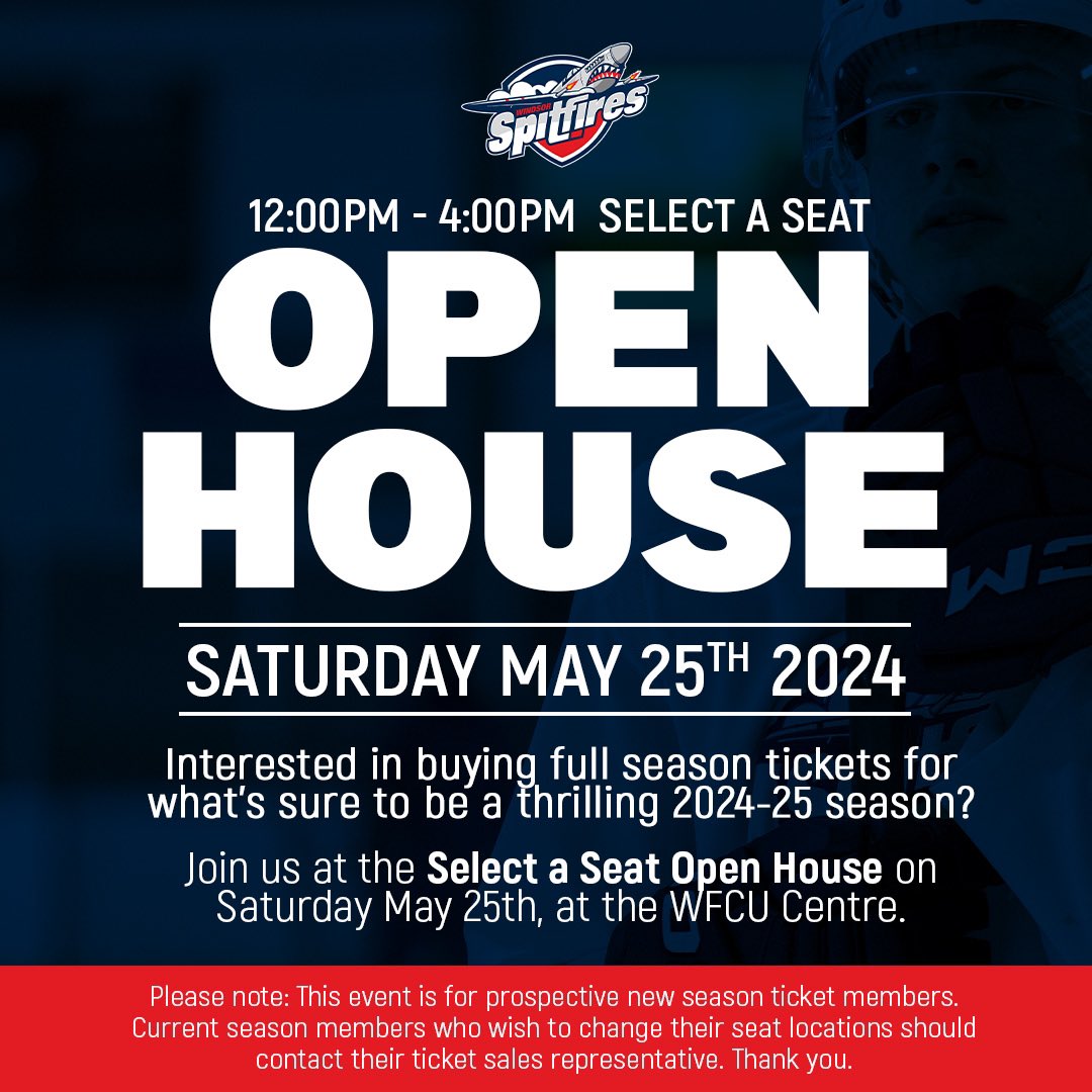 Spitfire fans interested in buying full season ticket plans for the 2024-25 season can choose their seats at the Select a Seat Open House this Saturday May 25th, at the WFCU Centre. Season ticket membership plans provide the best value on Spitfires tickets, along with amazing