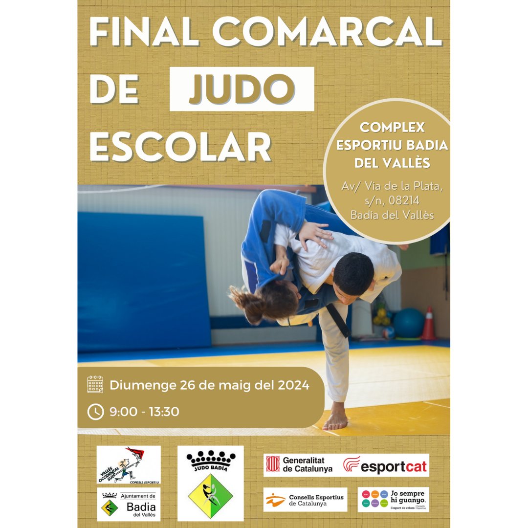 📢 Final Comarcal de Judo Escolar
🗓️ Diumenge 26 de maig
📍 Complex Esportiu
<a href="/AjuntamentBadia/">Ajuntament de Badia del Vallès</a>
#JEEC #Judo #EsportEscolar #Valors
