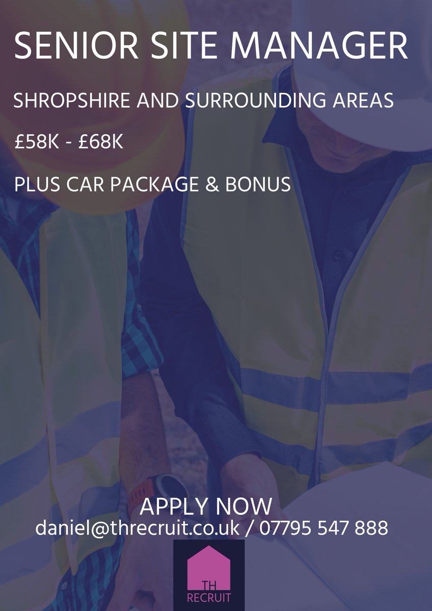 TH Recruit (@taylorherrickrc) on Twitter photo Seeking a Senior Site Manager for a top house builder π Sites across Shropshire. Competitive salary Β£60-68K + benefits. Email daniel@THrecruit.co.uk or call 07795 547 888. #ConstructionJobs #SiteManager Seeking a Senior Site Manager for a top house builder π Sites across Shropshire. Competitive salary Β£60-68K + benefits. Email daniel@THrecruit.co.uk or call 07795 547 888. #ConstructionJobs #SiteManager