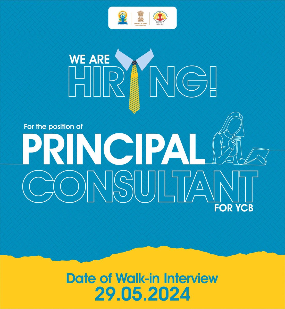 We are conducting Walk-in Interview for the position of Principal Consultant on temporary contract basis. Mark your calendar and attend the interview on the date given below. For more details, visit: yogamdniy.nic.in/WriteReadData/… #vacancies #walkininterviews #interview #Yoga