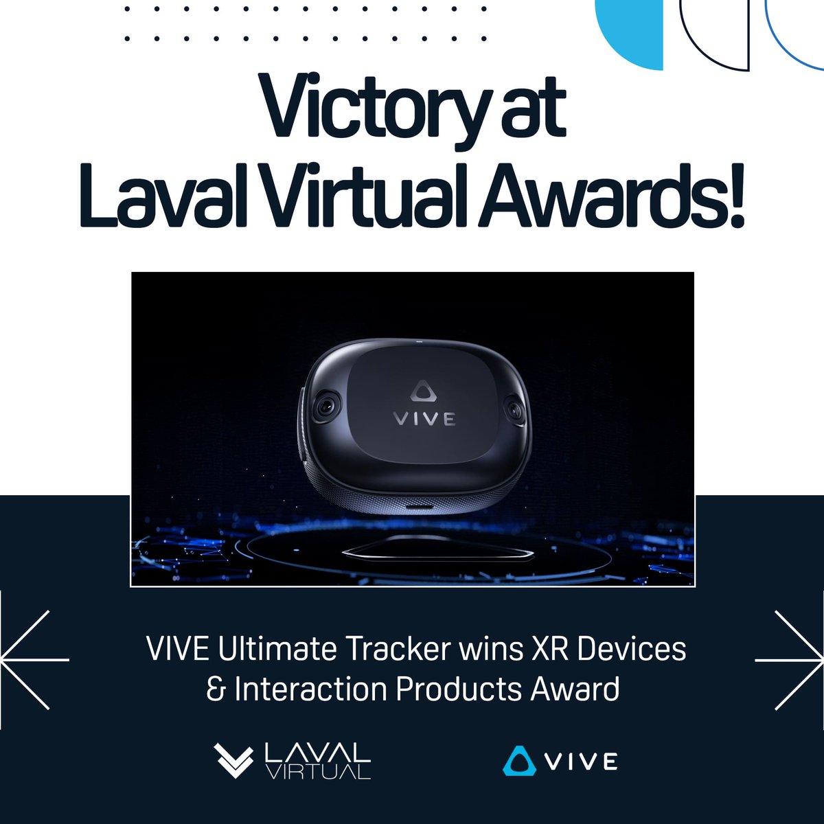 HTC VIVE (@htcvive) on Twitter photo Another fantastic year at <a href="/lavalvirtual/">Laval Virtual</a> has come to a close! 🏆
We are very proud to have been recognized for our latest advancement in XR tracking and innovation: htcvive.co/VUTX
#UltimateTracker #XR #LavalVirtualAwards #LavalVirtual Another fantastic year at <a href="/lavalvirtual/">Laval Virtual</a> has come to a close! 🏆
We are very proud to have been recognized for our latest advancement in XR tracking and innovation: htcvive.co/VUTX
#UltimateTracker #XR #LavalVirtualAwards #LavalVirtual
