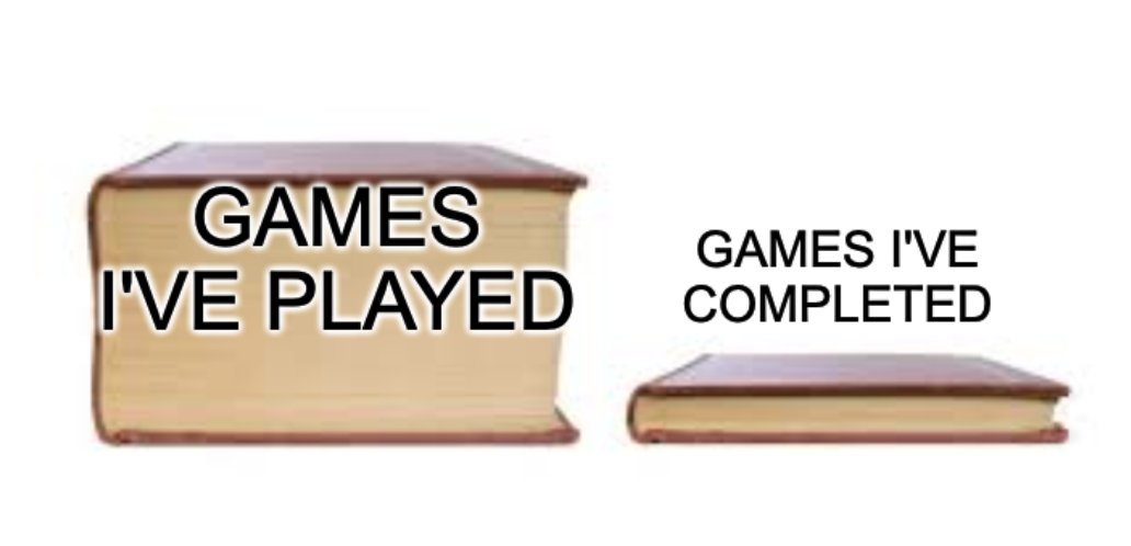 GamesRadar's tweet photo. What's your ratio of games you've played vs. games you've completed? https://t.co/KnockubBDy