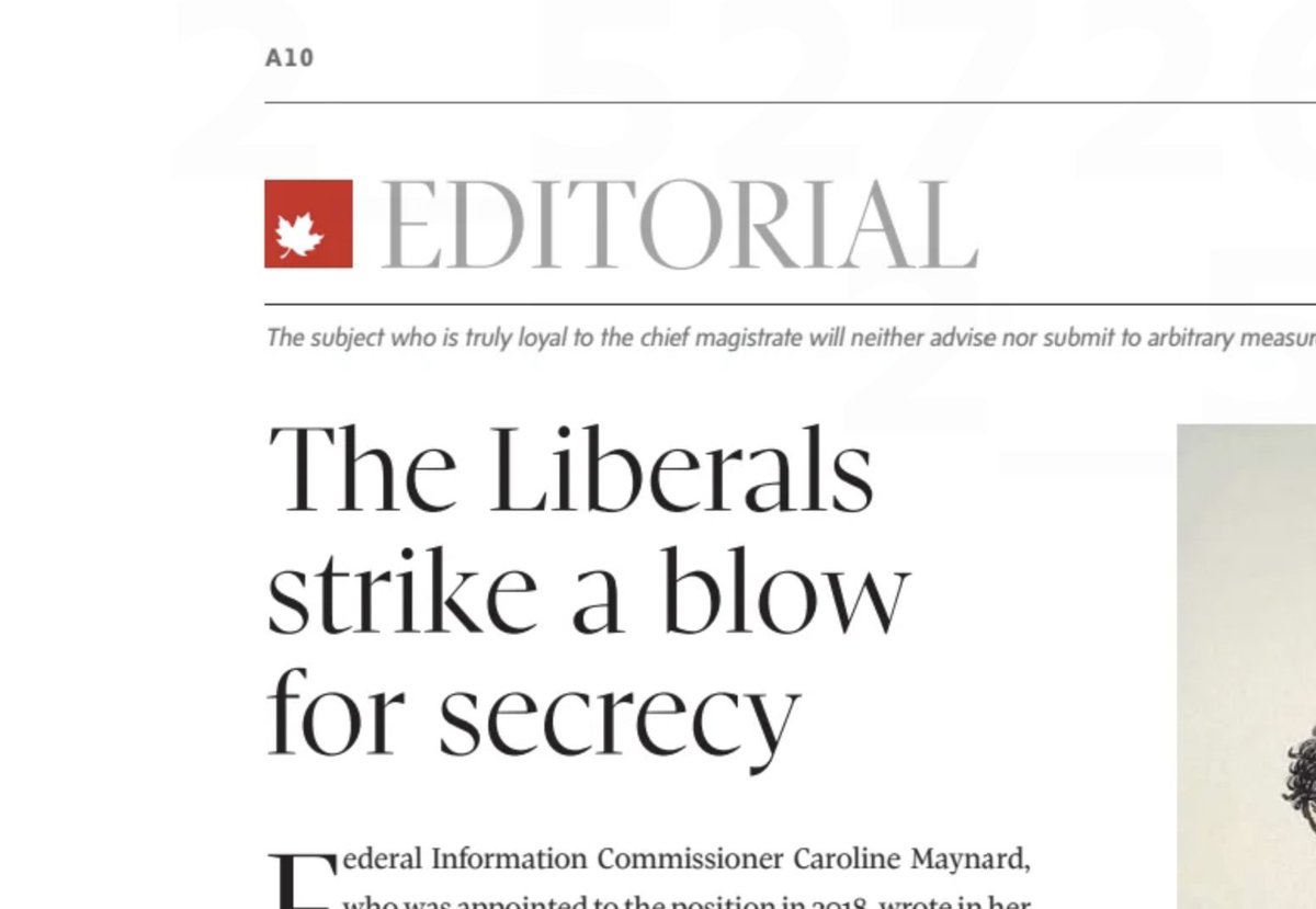 'Information is power, and so power hoards information” [True, and with that information the Globe and Mail wields unaccountable power]
