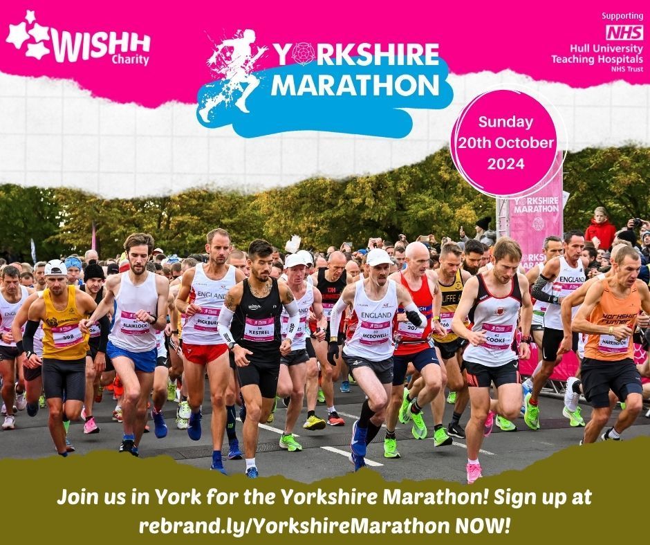 wishhcharity's tweet photo. WISHH have places available for the wonderful Yorkshire Marathon on the 20th October. Places available for just £30 and we challenge you to raise £250 to support our hospitals. To find out more and sign up visit: https://t.co/q2fY7PPaYd #GetInvolved! https://t.co/Rwep74LLCq
