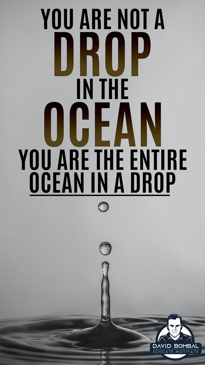 You are not a drop in the ocean, you are the entire ocean in a drop.

#DailyMotivation #inspiration #motivation #bestadvice #lifelessons #changeyourmindset