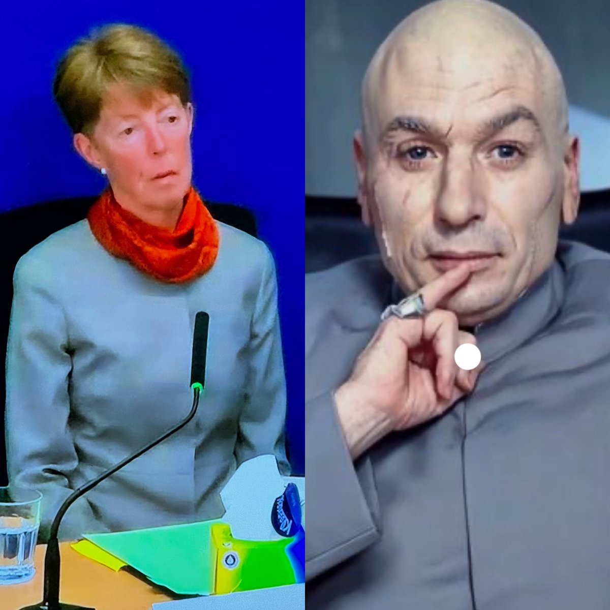 Seems quite fitting that Paula Vennells has turned up to the enquiry dressed as Dr Evil #postofficeinquiry