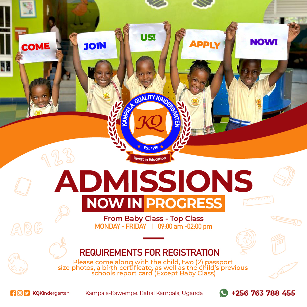 #admissionsopen for Term II now in progress for Baby to Top Class from Monday to Friday, 09:00am- 02:00pm. 👍 For details; #CallOrWhatsapp +256 763 788 455 /+256 703 255 923. #ApplyNow #JoinUs #JoinUsToday

#Medikal #MakerereUniversity #Kyanja #Smash #Kamuli #PayPal #Namugongo